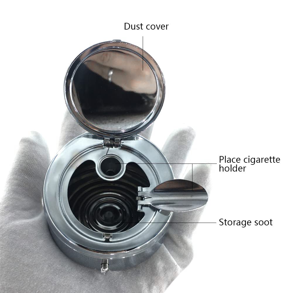 Amazon.co.jp: WAYUTO 蓋付き円形灰皿 ステンレススチール 防臭